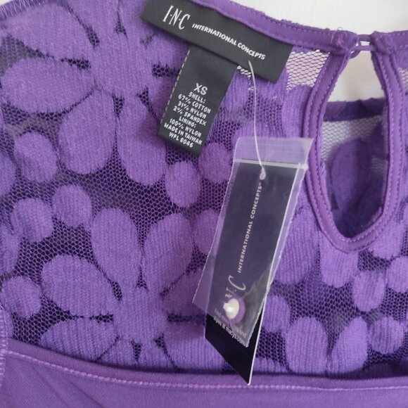 Ladies SZ XS INC Purple Lace Top NWT - Picture 4 of 4